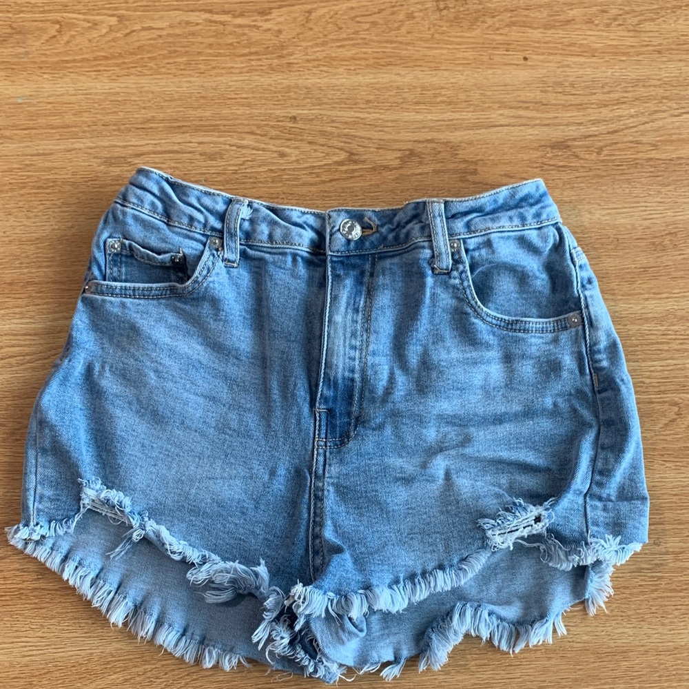 Love Tree Light Blue Distressed Denim Shorts